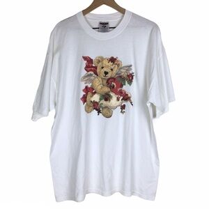 SARAH BENGRY Graphic T Shirt Bear Valentine’s Angel Floral Roses Hearts Size XL